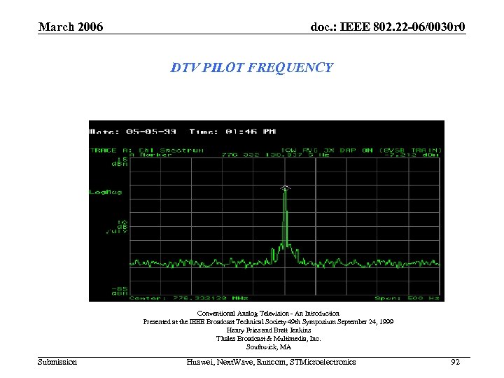 March 2006 doc. : IEEE 802. 22 -06/0030 r 0 DTV PILOT FREQUENCY Conventional
