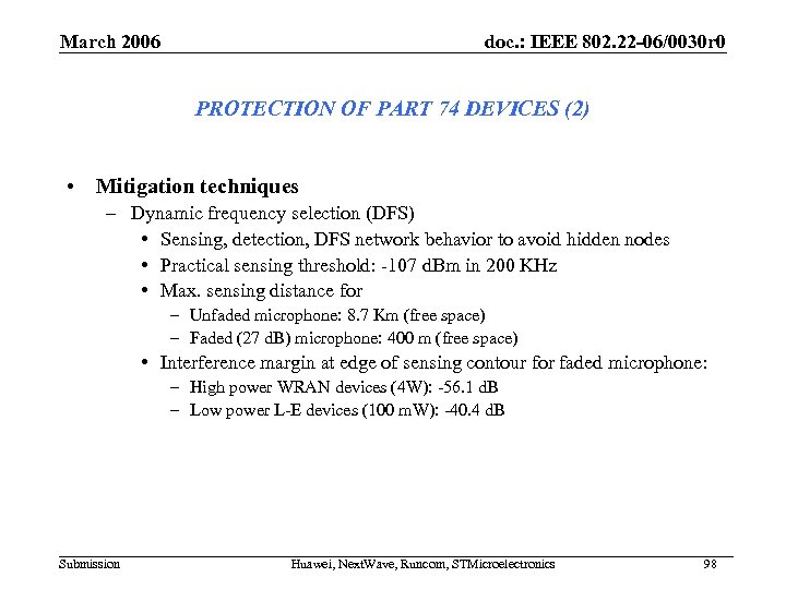 March 2006 doc. : IEEE 802. 22 -06/0030 r 0 PROTECTION OF PART 74