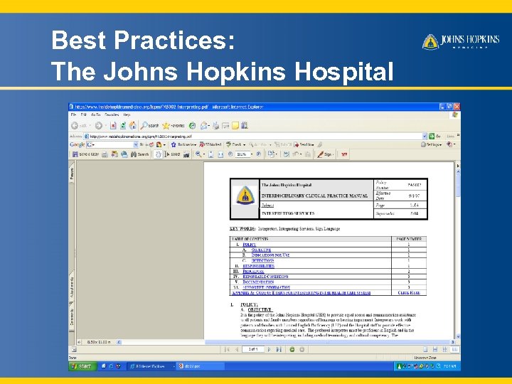Best Practices: The Johns Hopkins Hospital 