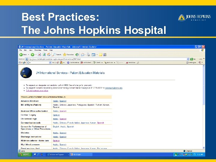 Best Practices: The Johns Hopkins Hospital 