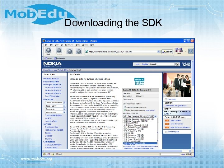Downloading the SDK www. mobedu. org 