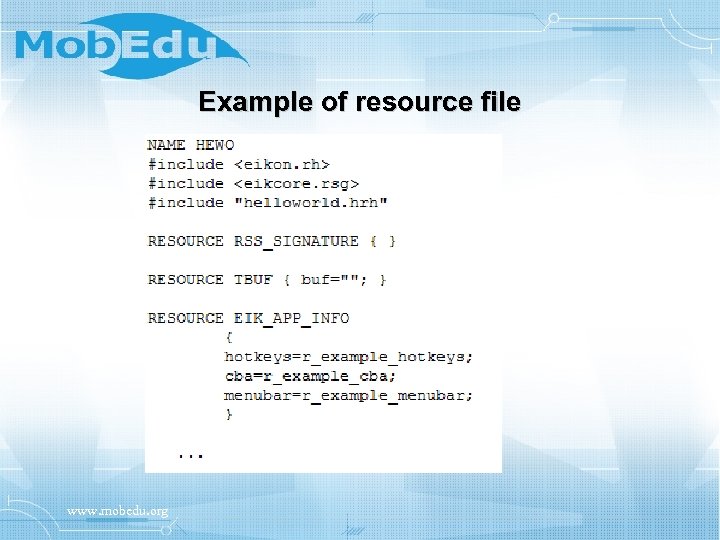 Example of resource file www. mobedu. org 