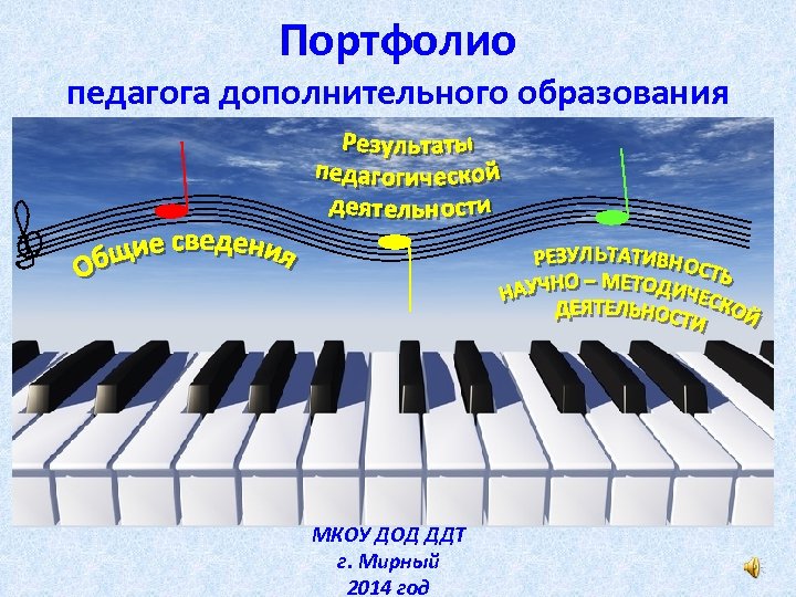 Портфолио педагога дополнительного образования МКОУ ДОД ДДТ г. Мирный 2014 год 