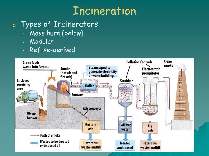 Incineration o Types of Incinerators • • • Mass burn (below) Modular Refuse-derived 