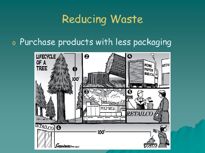 Reducing Waste o Purchase products with less packaging 