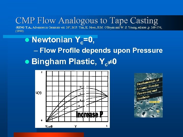 CMP Flow Analogous to Tape Casting -RING T. A. , Advances in Ceramics vol.