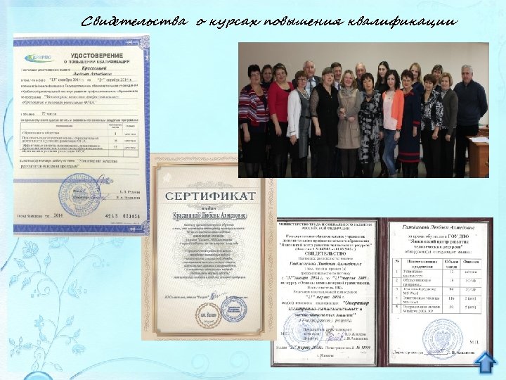Свидетельства о курсах повышения квалификации 