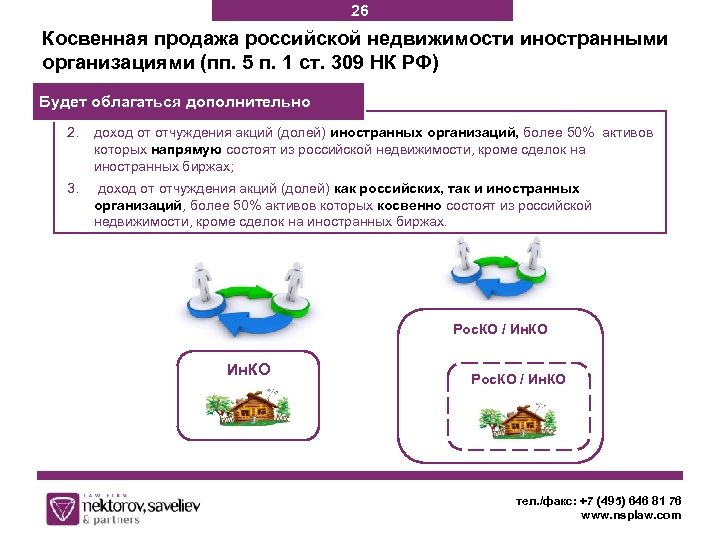 26 Косвенная продажа российской недвижимости иностранными организациями (пп. 5 п. 1 ст. 309 НК