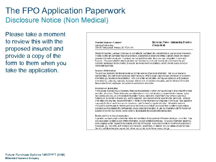 The FPO Application Paperwork Disclosure Notice (Non Medical) Please take a moment to review