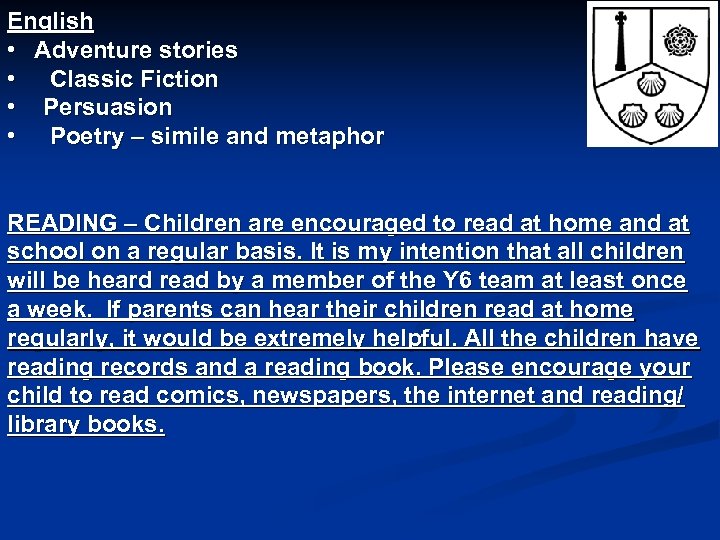 English • Adventure stories • Classic Fiction • Persuasion • Poetry – simile and