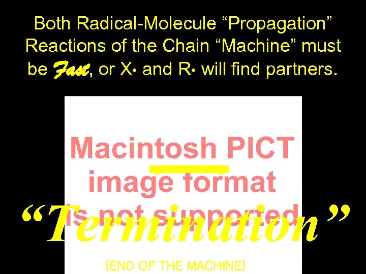 Both Radical-Molecule “Propagation” Reactions of the Chain “Machine” must be Fast, or X •