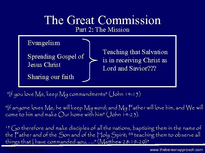 The Great Commission Part 2: The Mission Evangelism Spreading Gospel of Jesus Christ Teaching