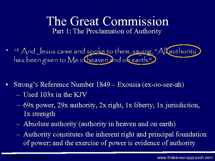 The Great Commission Part 1: The Proclamation of Authority • And Jesus came and