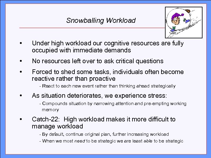 Snowballing Workload Click to edit Master title style • • • Under high workload