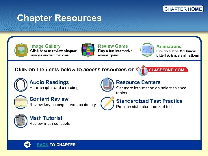 CHAPTER HOME Chapter Resources Image Gallery Review Game Click here to review chapter images