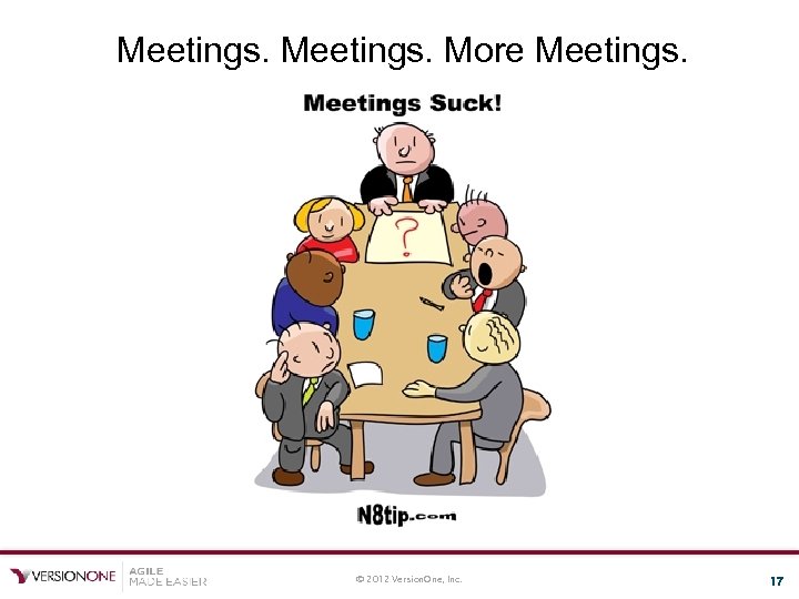 Meetings. More Meetings. © 2012 Version. One, Inc. 17 