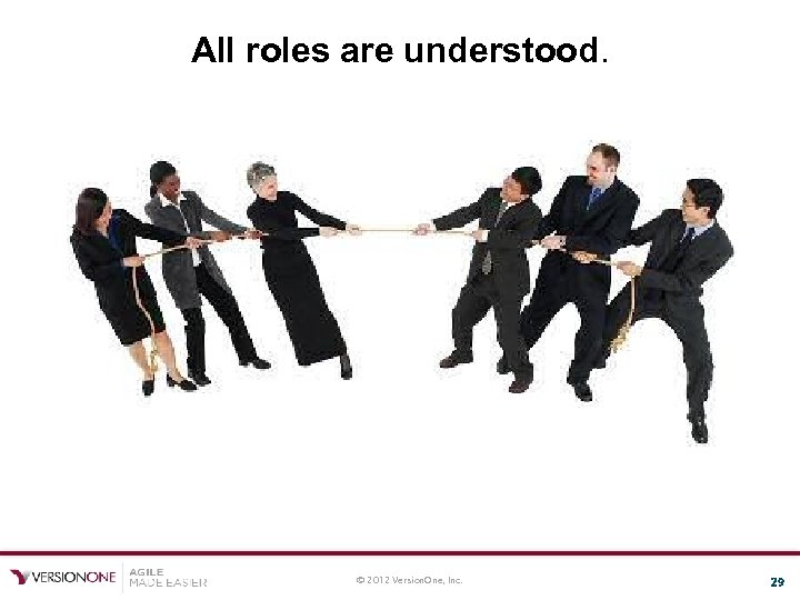 All roles are understood. © 2012 Version. One, Inc. 29 