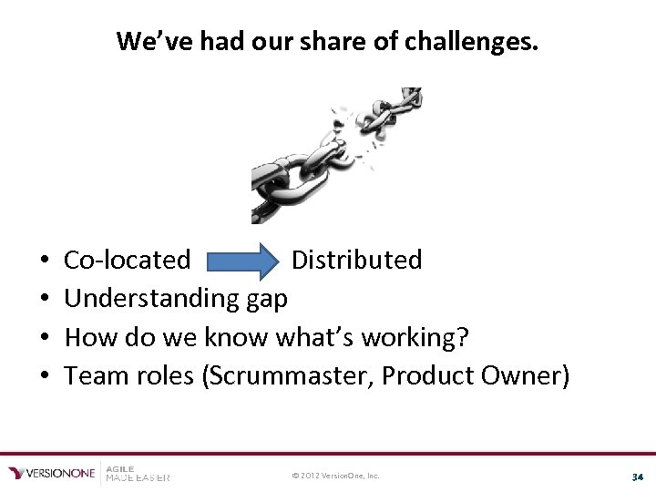 We’ve had our share of challenges. • • Co-located Distributed Understanding gap How do