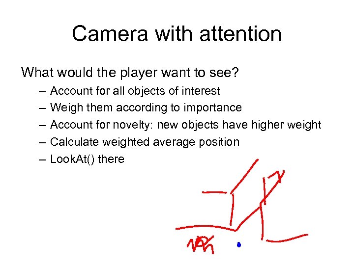 Camera with attention What would the player want to see? – – – Account