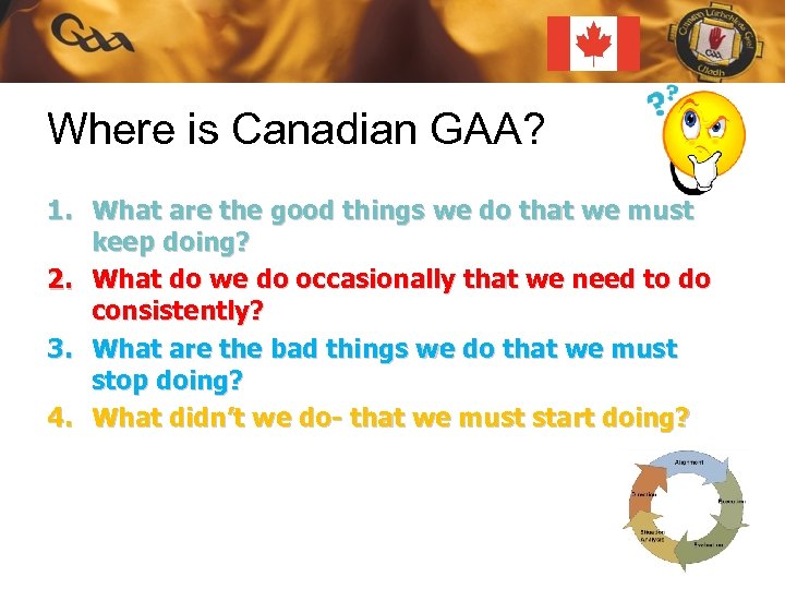 Where is Canadian GAA? 1. What are the good things we do that we