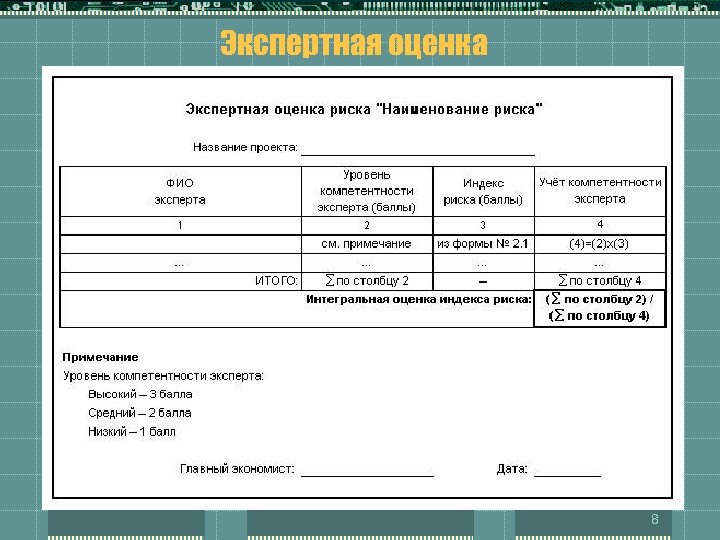 Экспертная оценка 8 