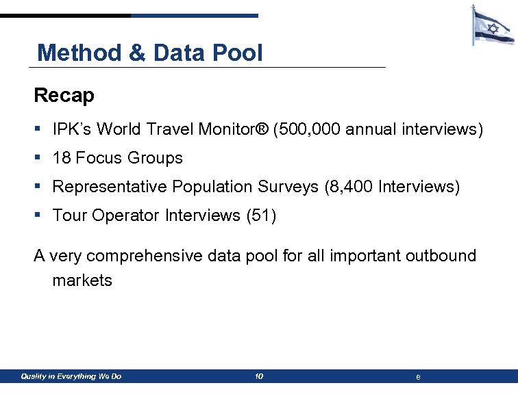 Method & Data Pool Recap § IPK’s World Travel Monitor® (500, 000 annual interviews)