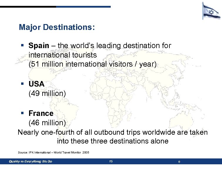 Major Destinations: § Spain – the world’s leading destination for international tourists (51 million