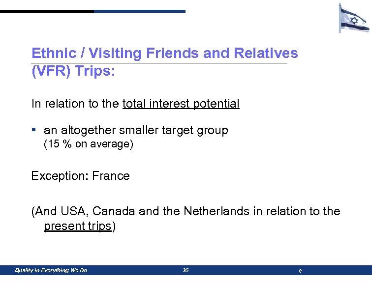 Ethnic / Visiting Friends and Relatives (VFR) Trips: In relation to the total interest