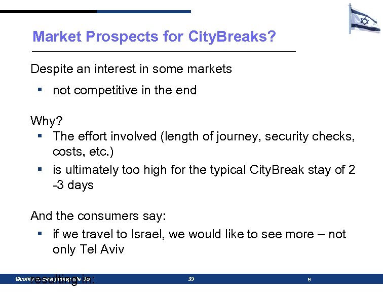 Market Prospects for City. Breaks? Despite an interest in some markets § not competitive