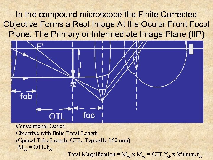 In the compound microscope the Finite Corrected Objective Forms a Real Image At the