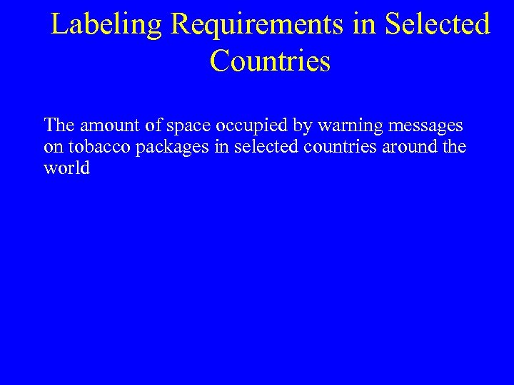 Labeling Requirements in Selected Countries The amount of space occupied by warning messages on
