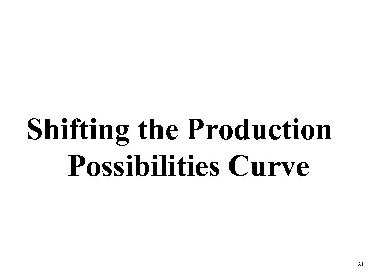 Shifting the Production Possibilities Curve 21 