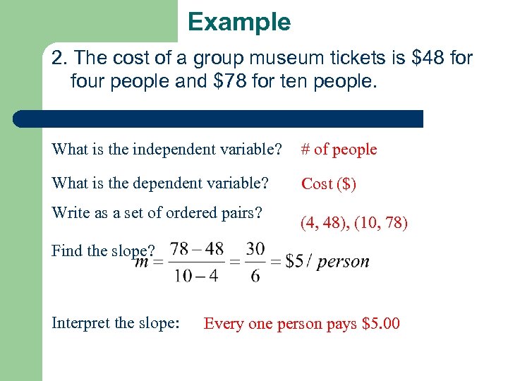 Example 2. The cost of a group museum tickets is $48 for four people