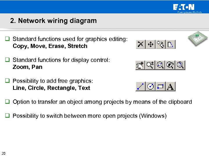 2. Network wiring diagram q Standard functions used for graphics editing: Copy, Move, Erase,