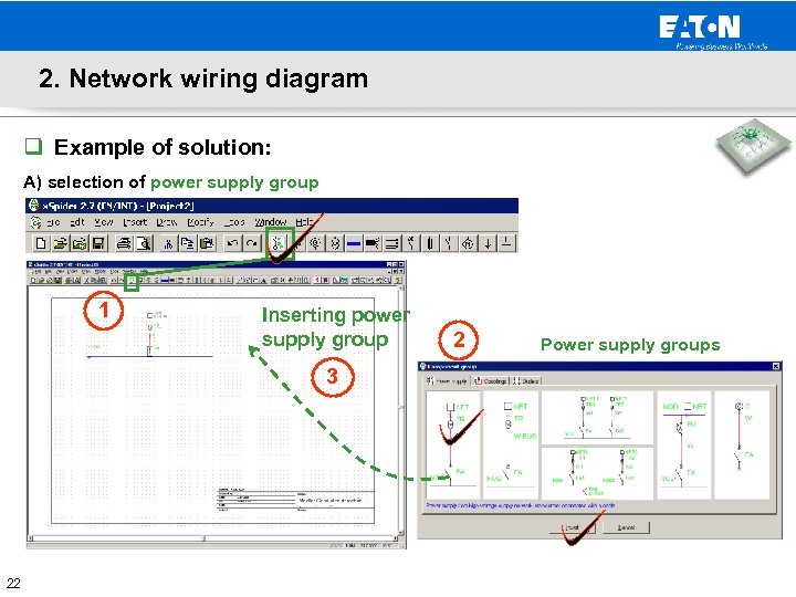 2. Network wiring diagram q Example of solution: A) selection of power supply group