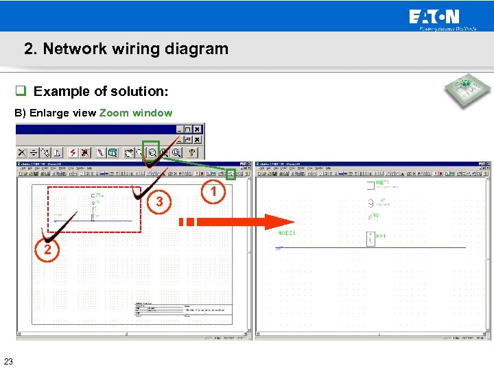 2. Network wiring diagram q Example of solution: B) Enlarge view Zoom window 3