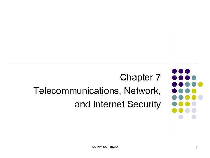 Chapter 7 Telecommunications, Network, and Internet Security COMP 4690, HKBU 1 