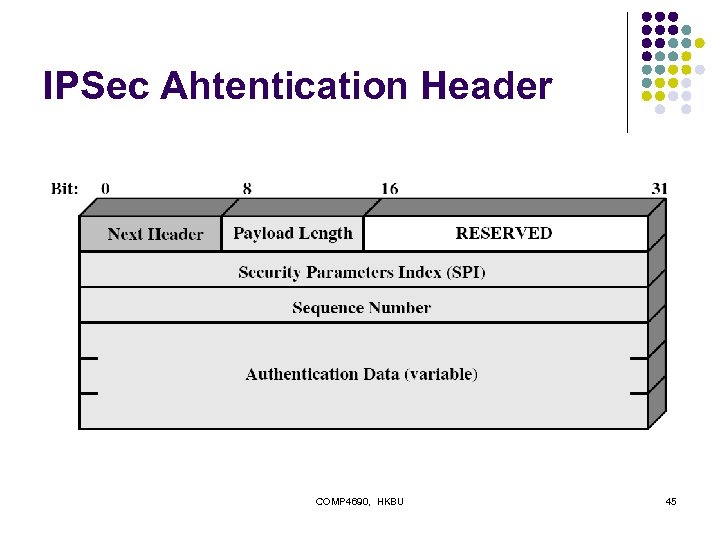 IPSec Ahtentication Header COMP 4690, HKBU 45 