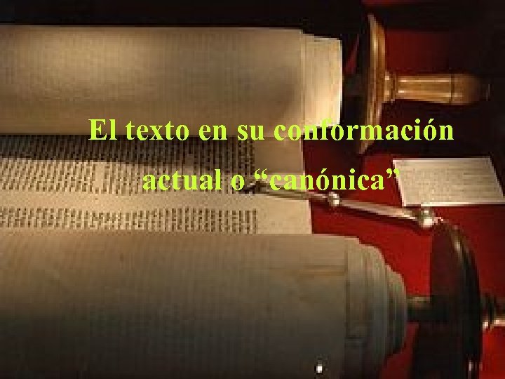 El texto en su conformación actual o “canónica” 