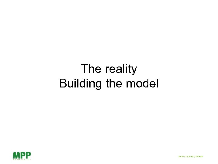 The reality Building the model 