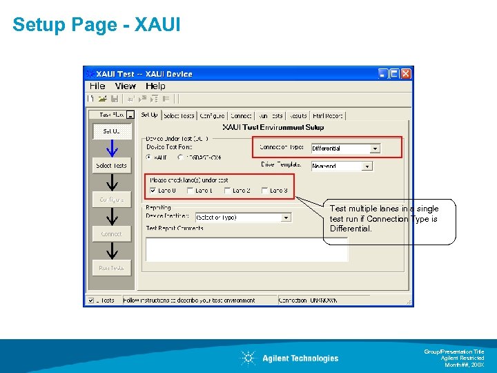 Setup Page - XAUI Test multiple lanes in a single test run if Connection