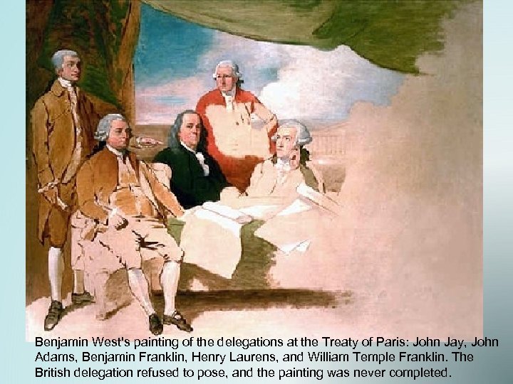  Benjamin West's painting of the delegations at the Treaty of Paris: John Jay,