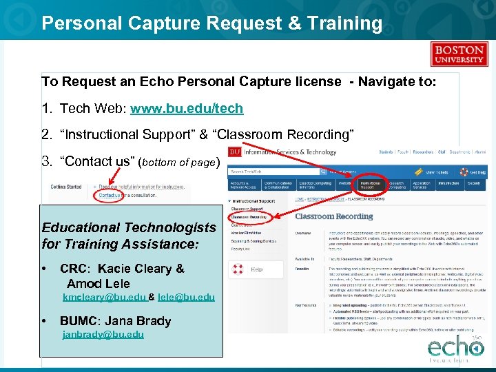 Personal Capture Request & Training To Request an Echo Personal Capture license - Navigate