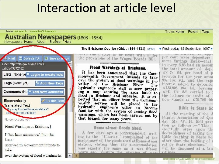Interaction at article level 29 
