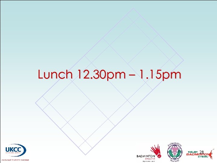 Lunch 12. 30 pm – 1. 15 pm 28 