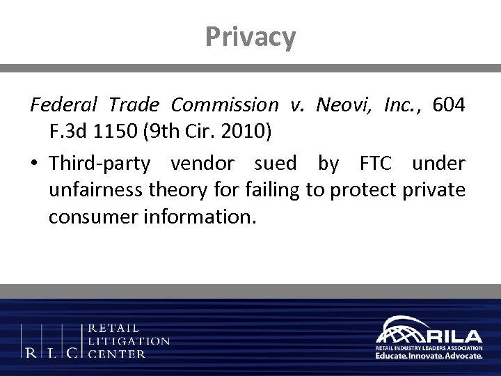 Privacy Federal Trade Commission v. Neovi, Inc. , 604 F. 3 d 1150 (9