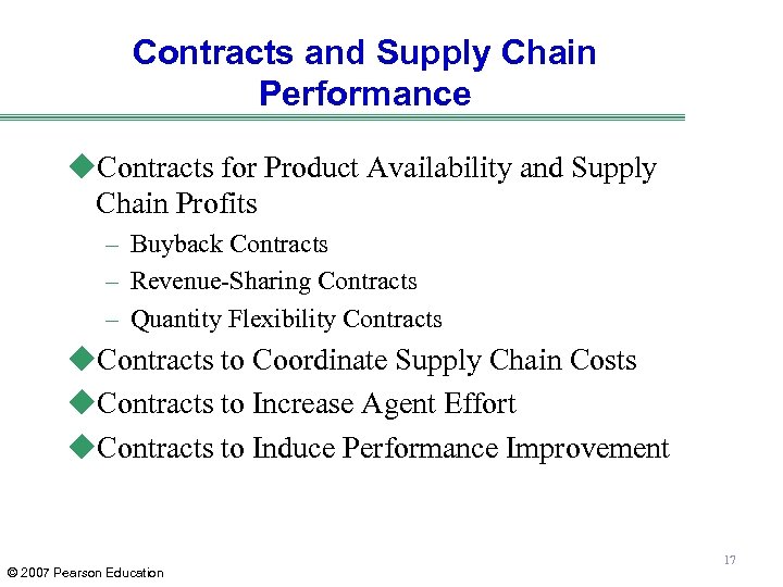 Contracts and Supply Chain Performance u. Contracts for Product Availability and Supply Chain Profits