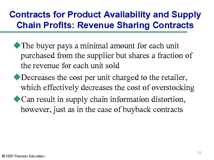 Contracts for Product Availability and Supply Chain Profits: Revenue Sharing Contracts u. The buyer