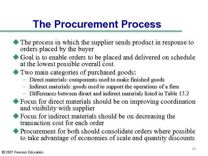 The Procurement Process u The process in which the supplier sends product in response