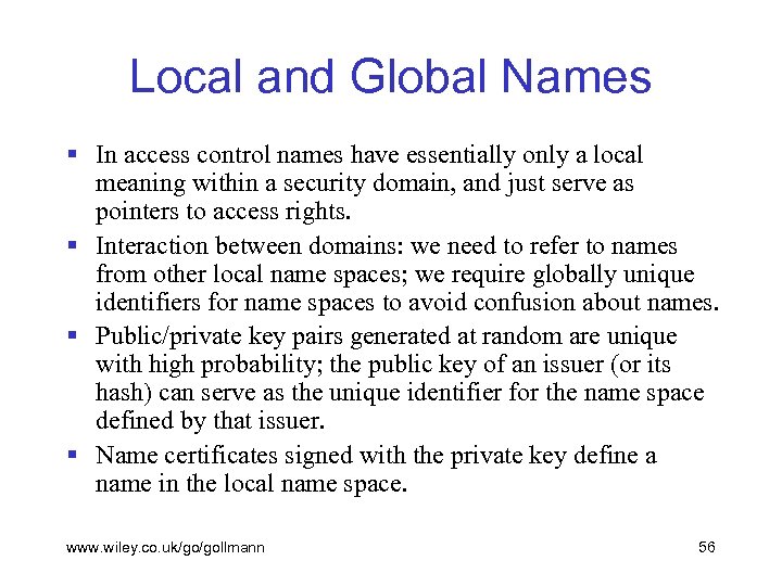 Local and Global Names § In access control names have essentially only a local